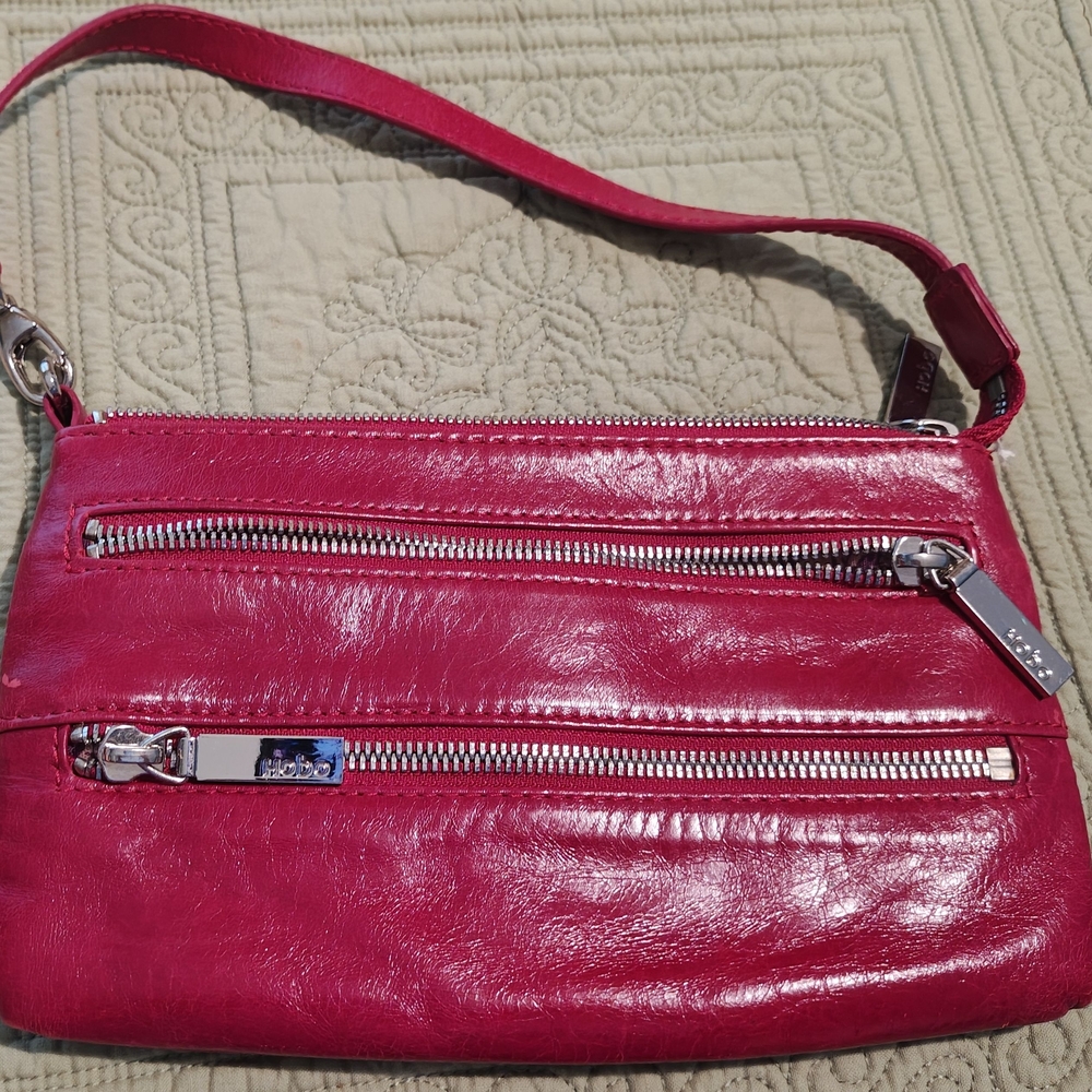 HOBO Leather Wristlet with Silver Zippers